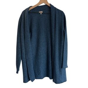 J. Jill Womens Sweater‎ Blue Medium Wool Cashmere Blend Open Cardigan Layering